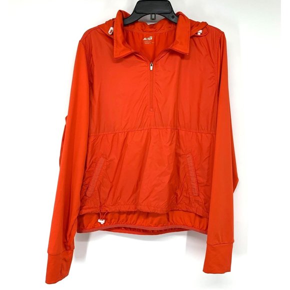 Avia Jacket Orange Pullover Hooded 1/4 Zip Windbreaker Long Sleeve - Picture 2 of 12